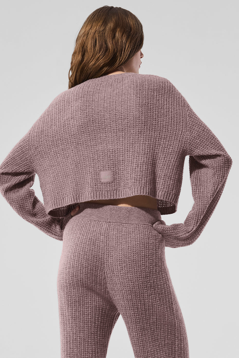 Cashmere Plush Waffle Cardigan - Mushroom Heather--2