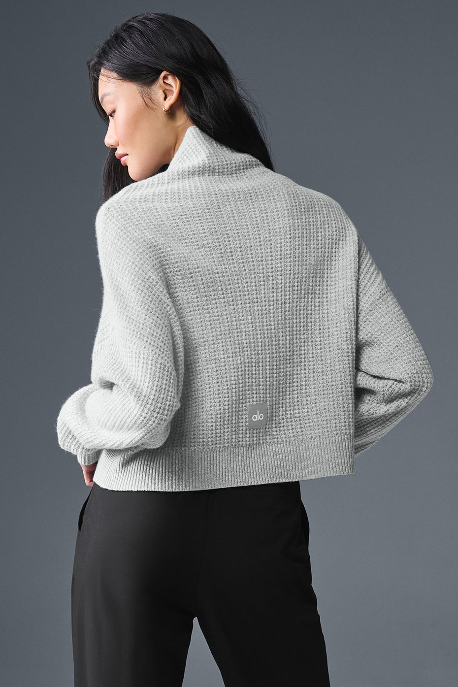 Cashmere Plush Waffle Turtleneck Pullover - Athletic Heather Grey--2