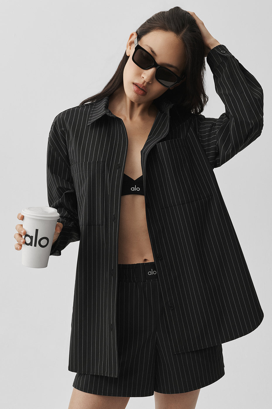 Pinstripe Daylight Button Down Long Sleeve - Black/Titanium--2