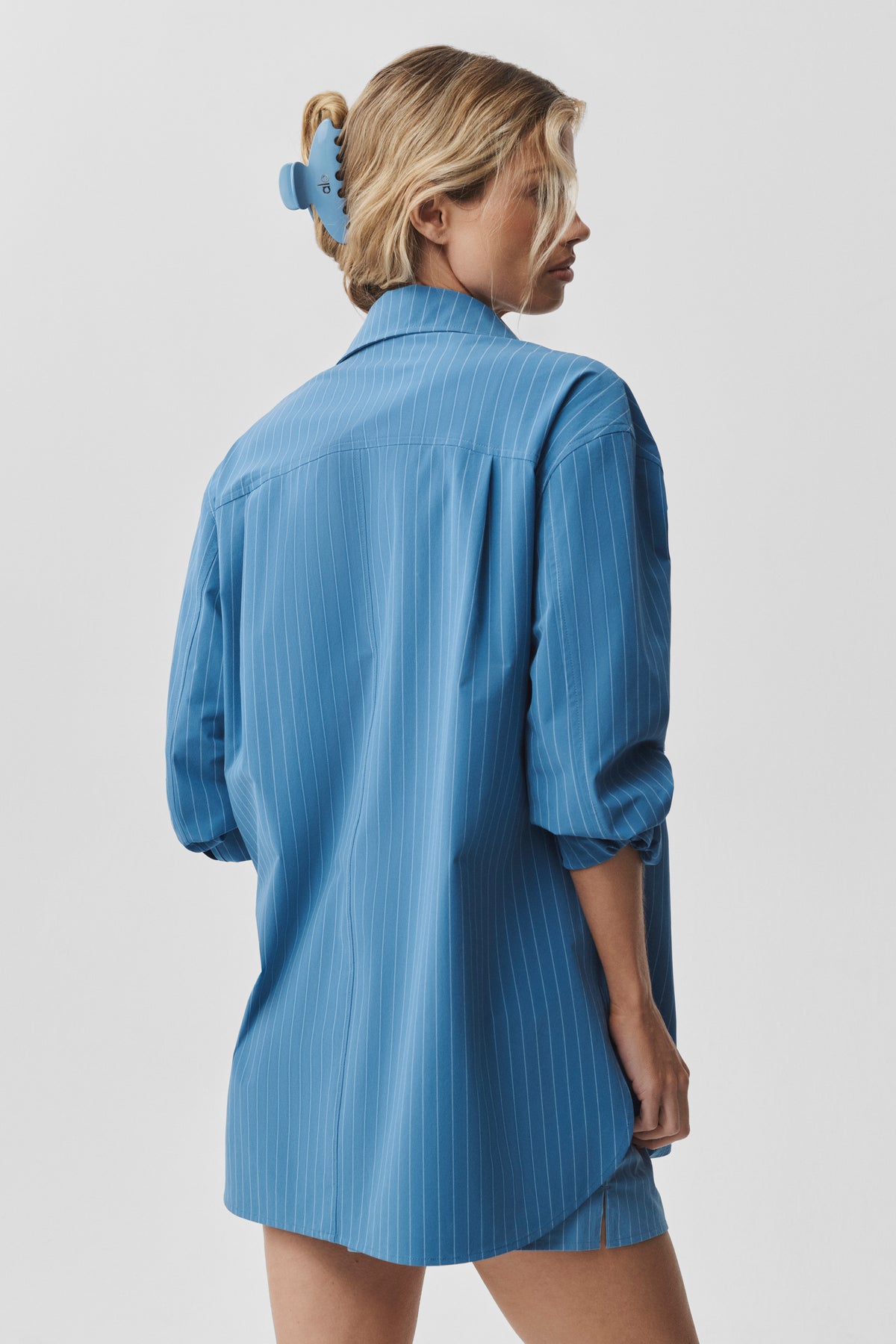 Pinstripe Daylight Button Down Long Sleeve - California Blue/White--2