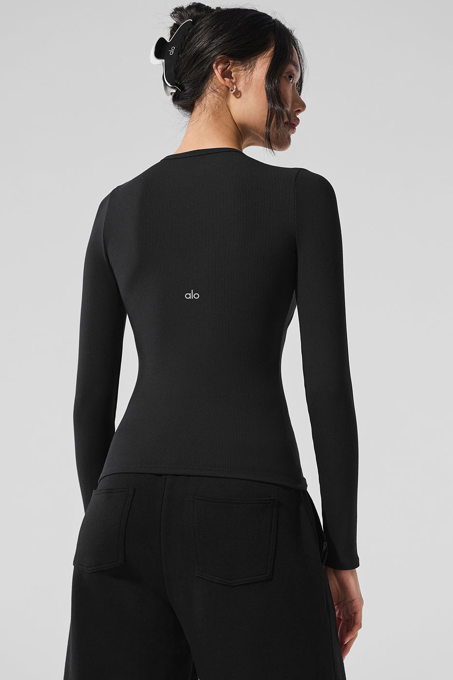 Ribbed Modal Long Sleeve - Black--2