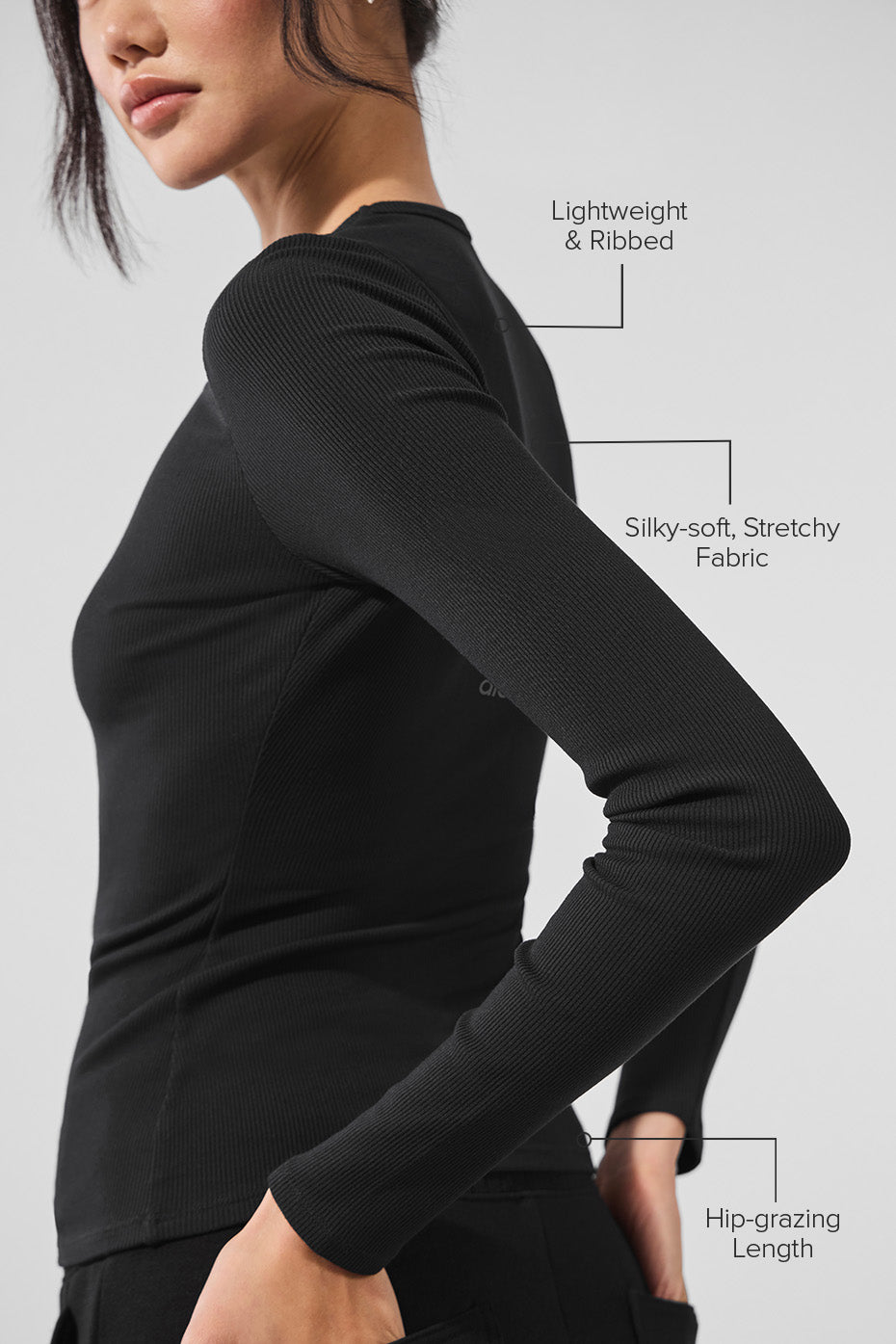 Ribbed Modal Long Sleeve - Black--1