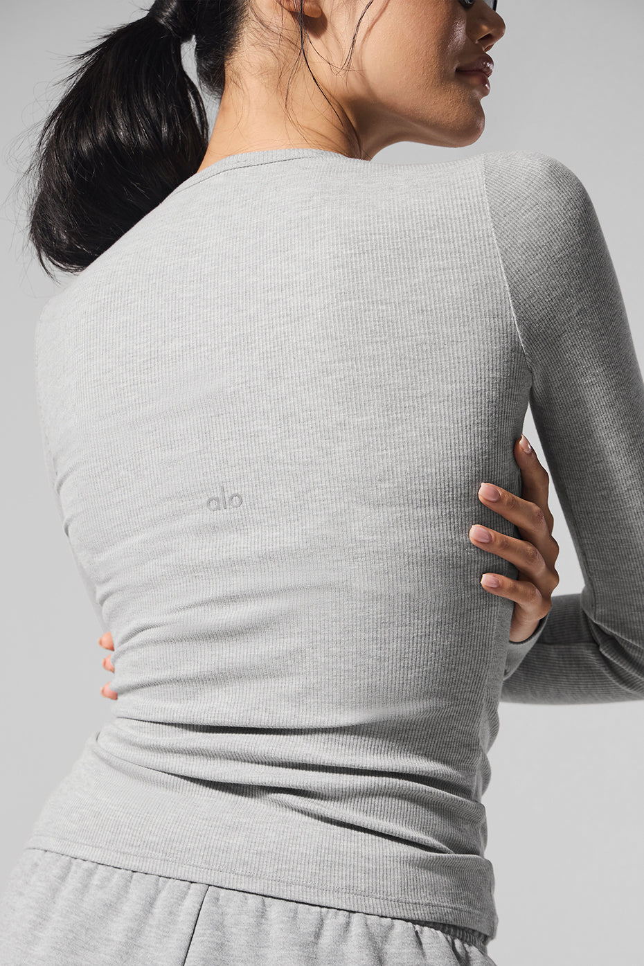 Ribbed Modal Long Sleeve - Athletic Heather Grey--4