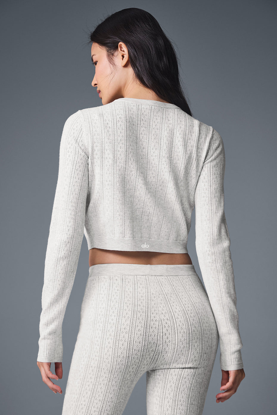 Pointelle Sweater Be Mine Cardigan - Light Grey Heather--2