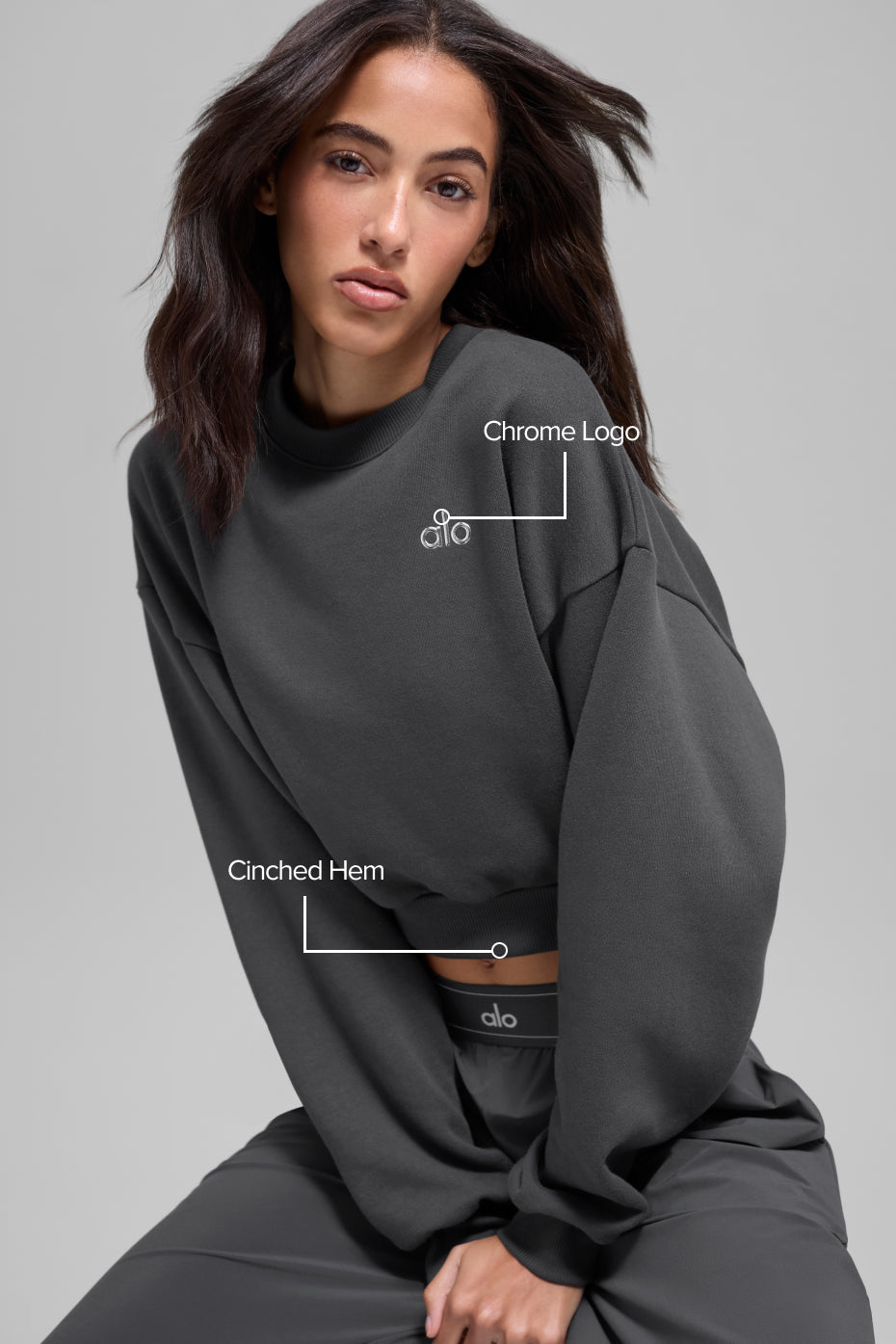 Cropped Accolade Crewneck - Anthracite--1