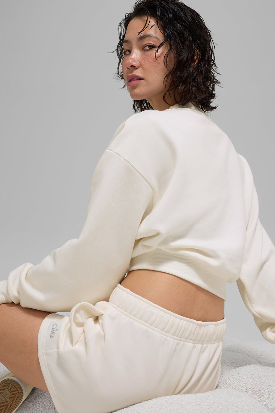 Cropped Accolade Crewneck - Ivory--3