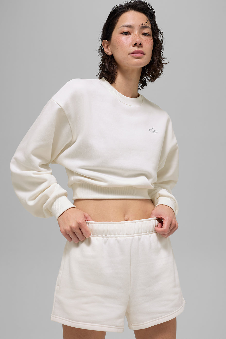 Cropped Accolade Crewneck - Ivory--0