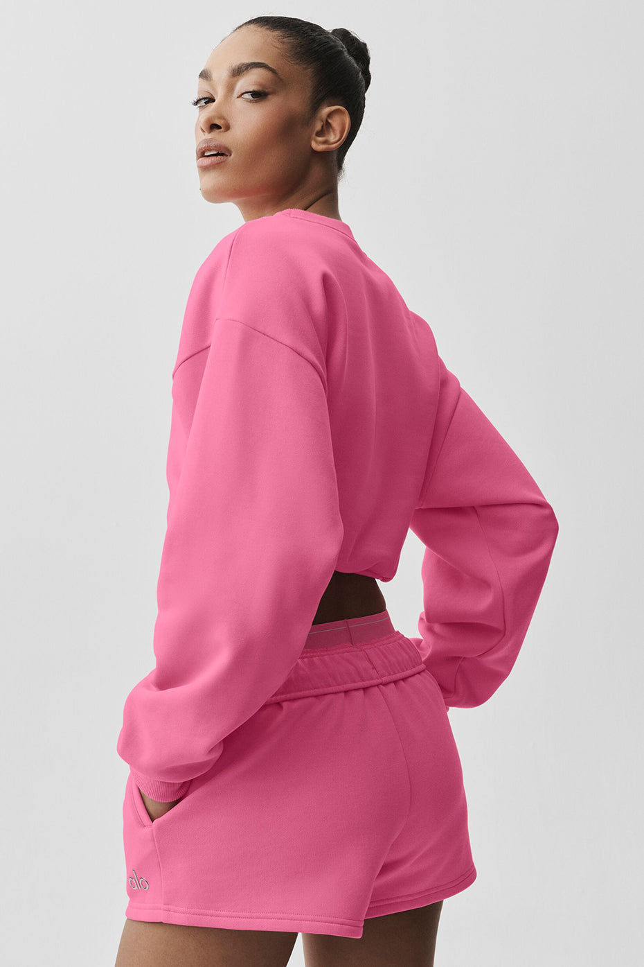 Cropped Accolade Crewneck - Paradise Pink--1