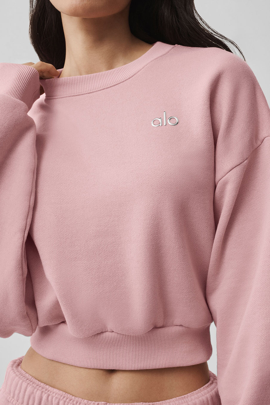 Cropped Accolade Crewneck - Vintage Pink--3