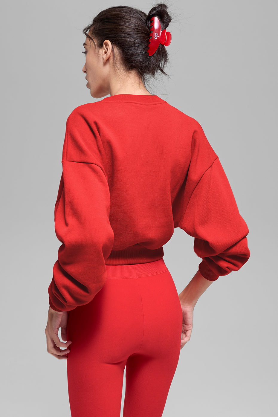 Cropped Accolade Crewneck - Bright Red--1
