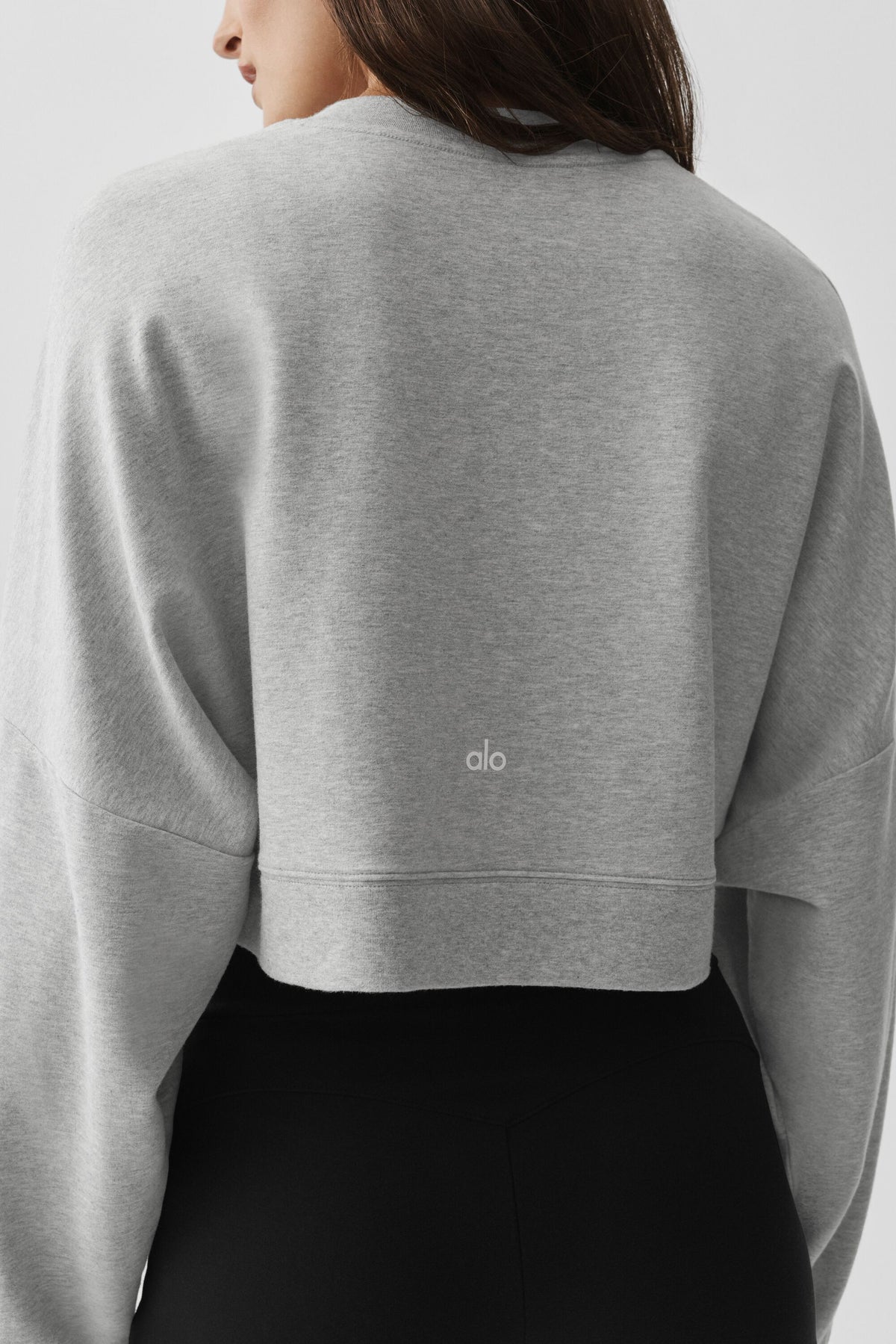 Cropped Sway Crew Neck Pullover - Athletic Heather Grey--3