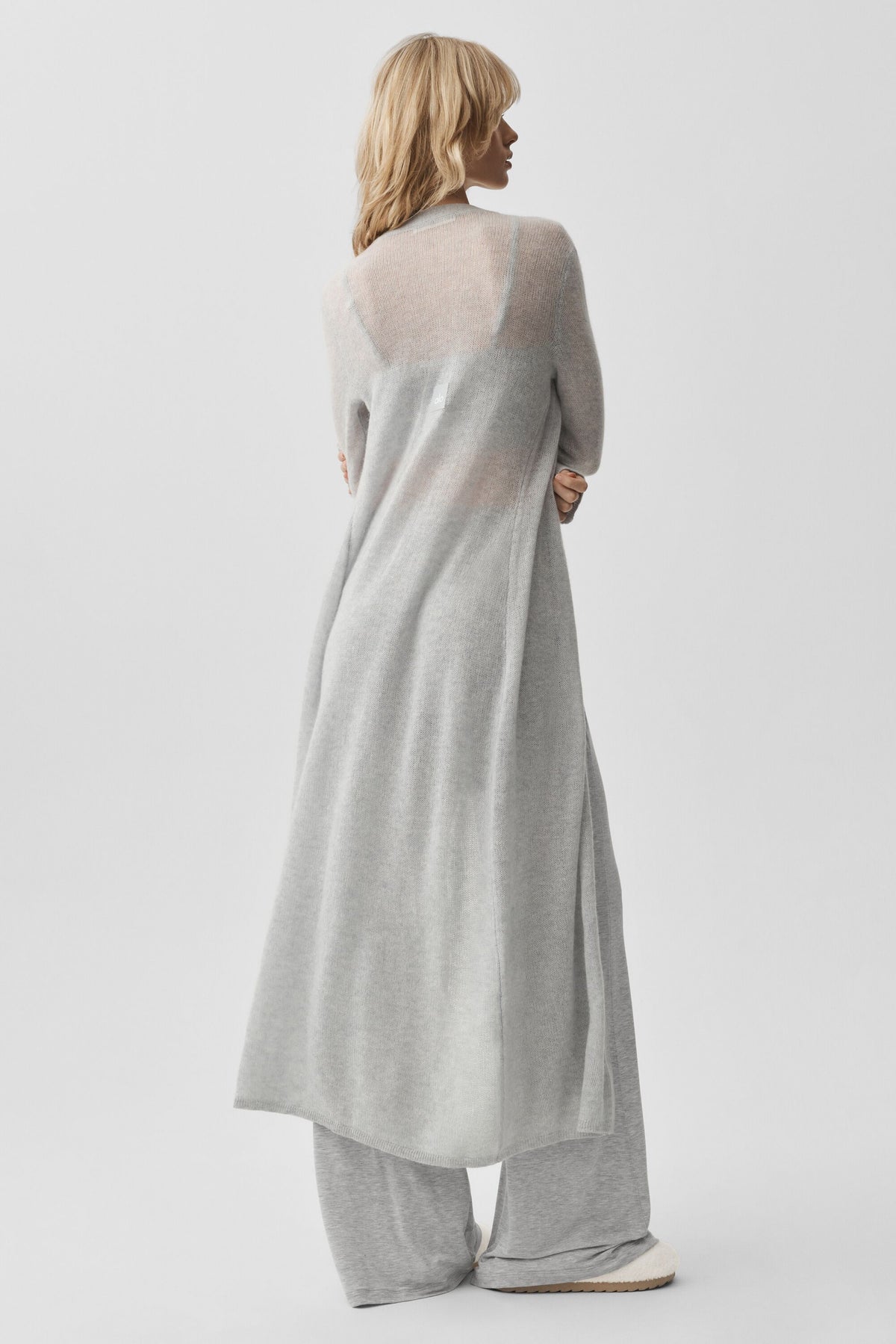 Sheer Cashmere Long Cardigan - Athletic Heather Grey--2