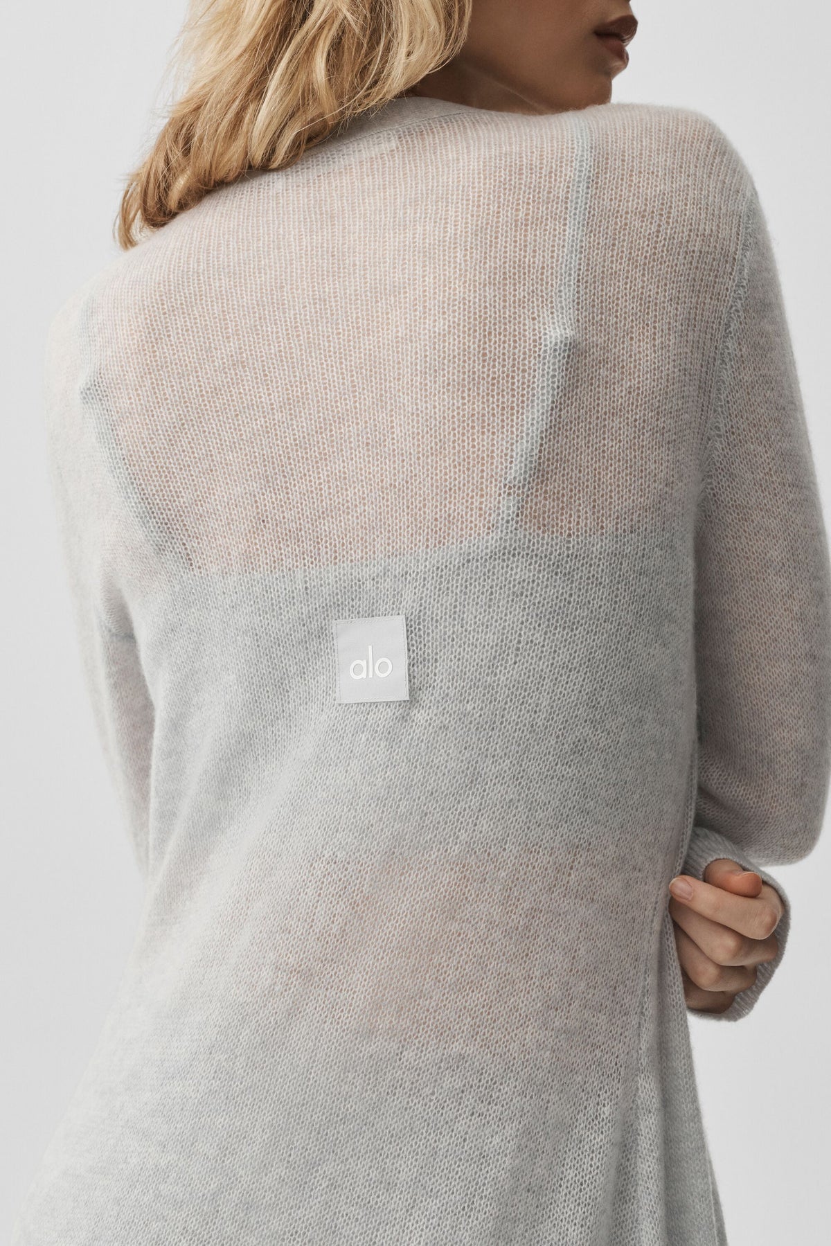 Sheer Cashmere Long Cardigan - Athletic Heather Grey--3