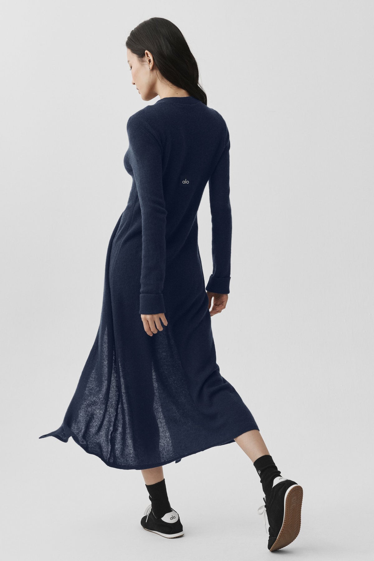 Sheer Cashmere Long Cardigan - Navy--2
