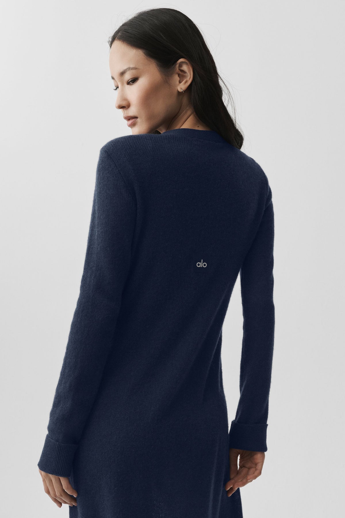 Sheer Cashmere Long Cardigan - Navy--3