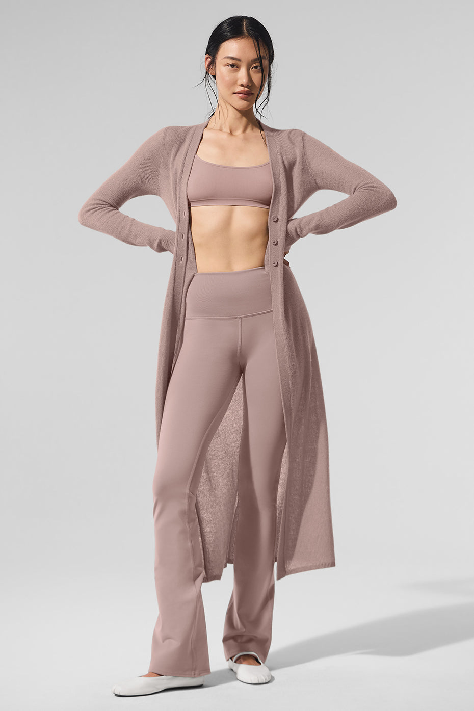Sheer Cashmere Long Cardigan - Taupe--0