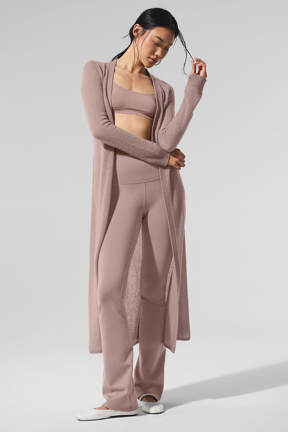 Sheer Cashmere Long Cardigan - Taupe--4
