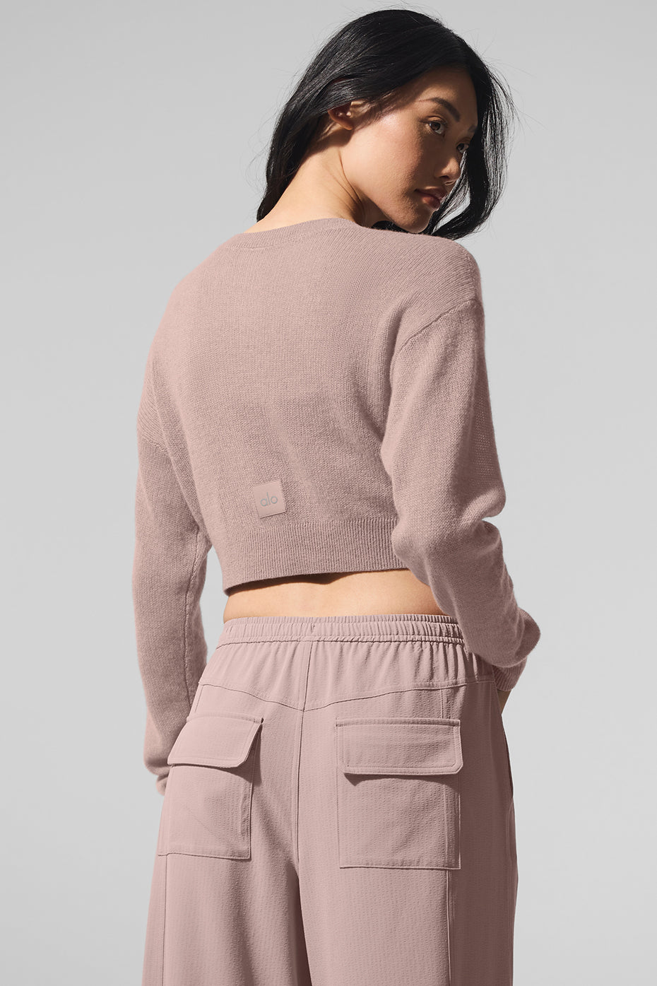 Sheer Cashmere Cropped Cardigan - Taupe--2