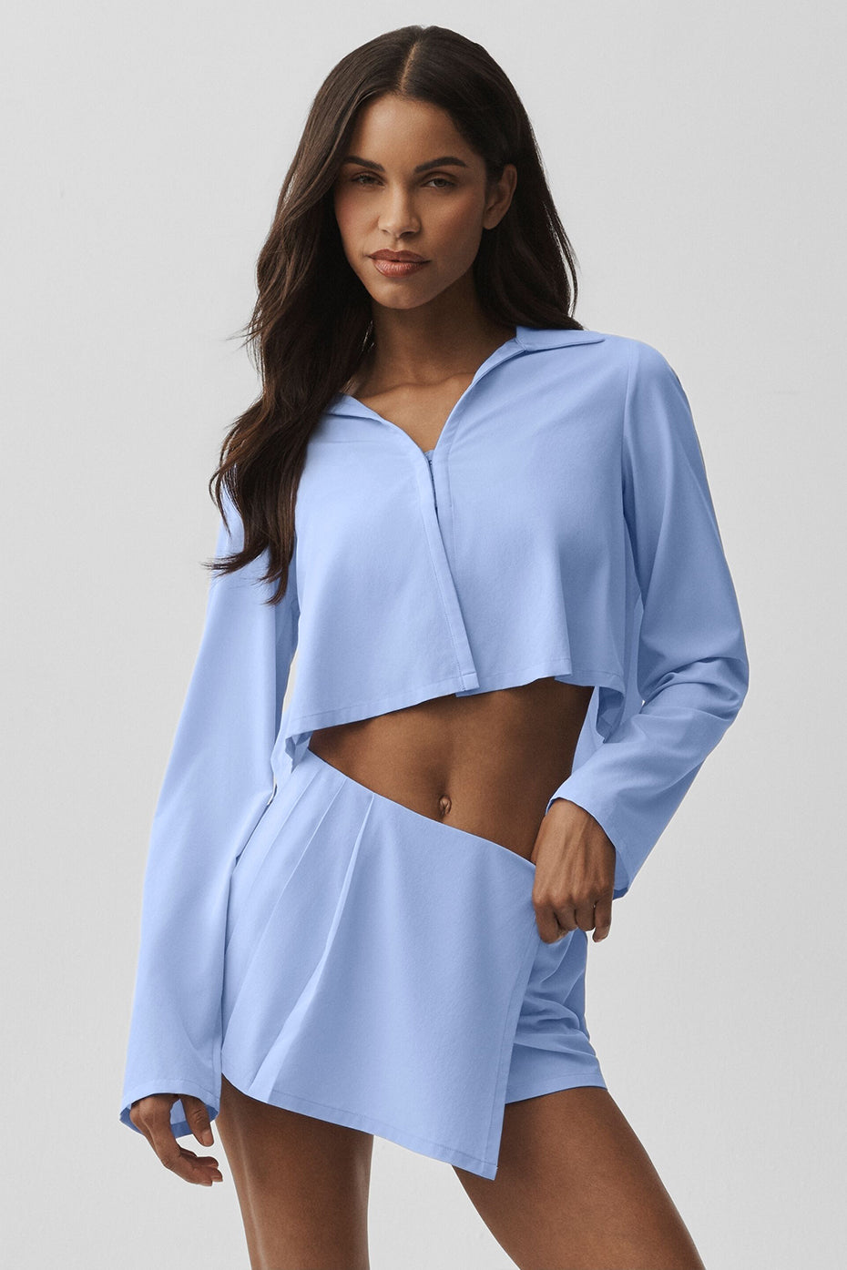 Cropped Unmatched Long Sleeve - Light Provence Blue--2