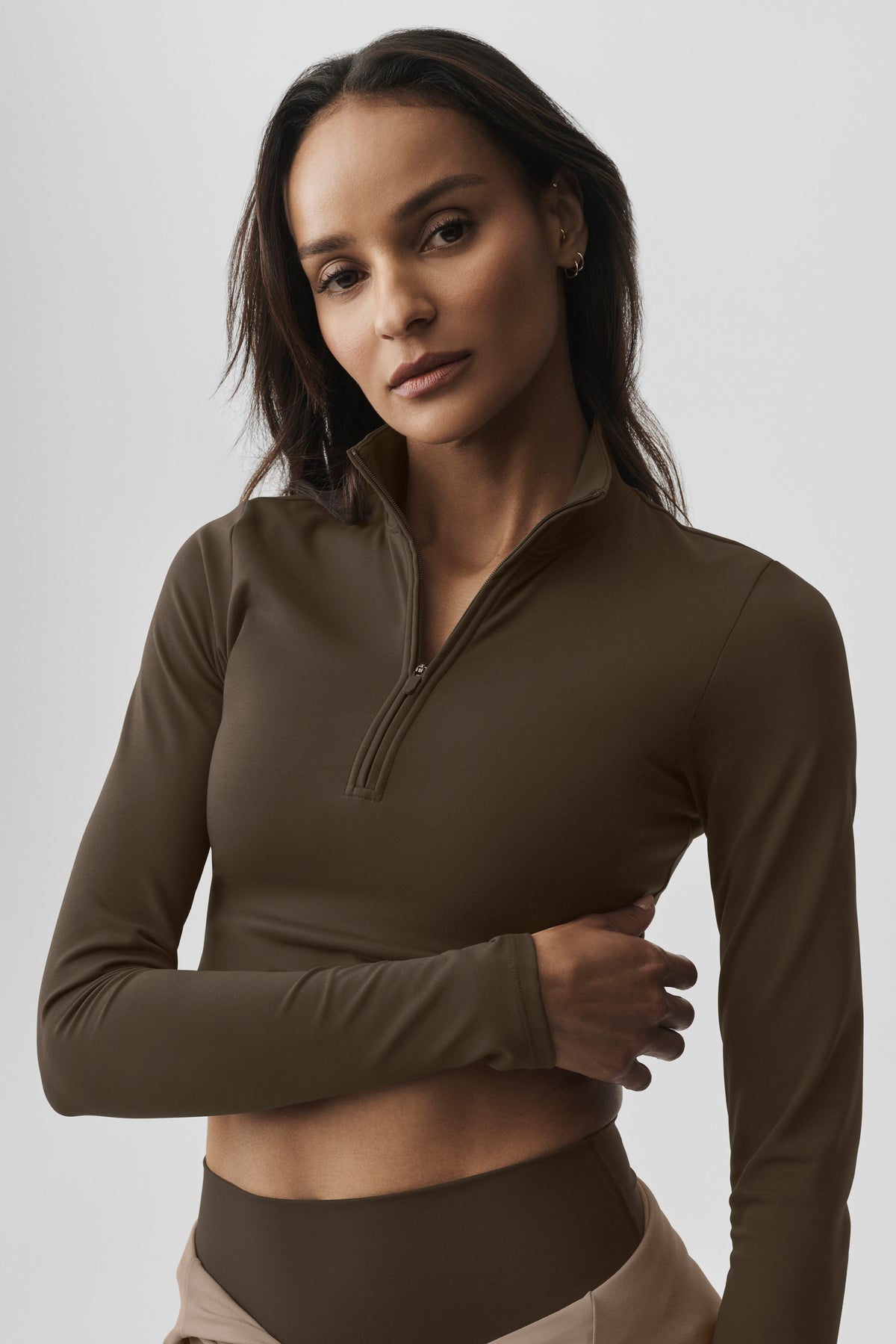 ALO Softsculpt Precision 1/4 Zip Long Sleeve - Espresso--0