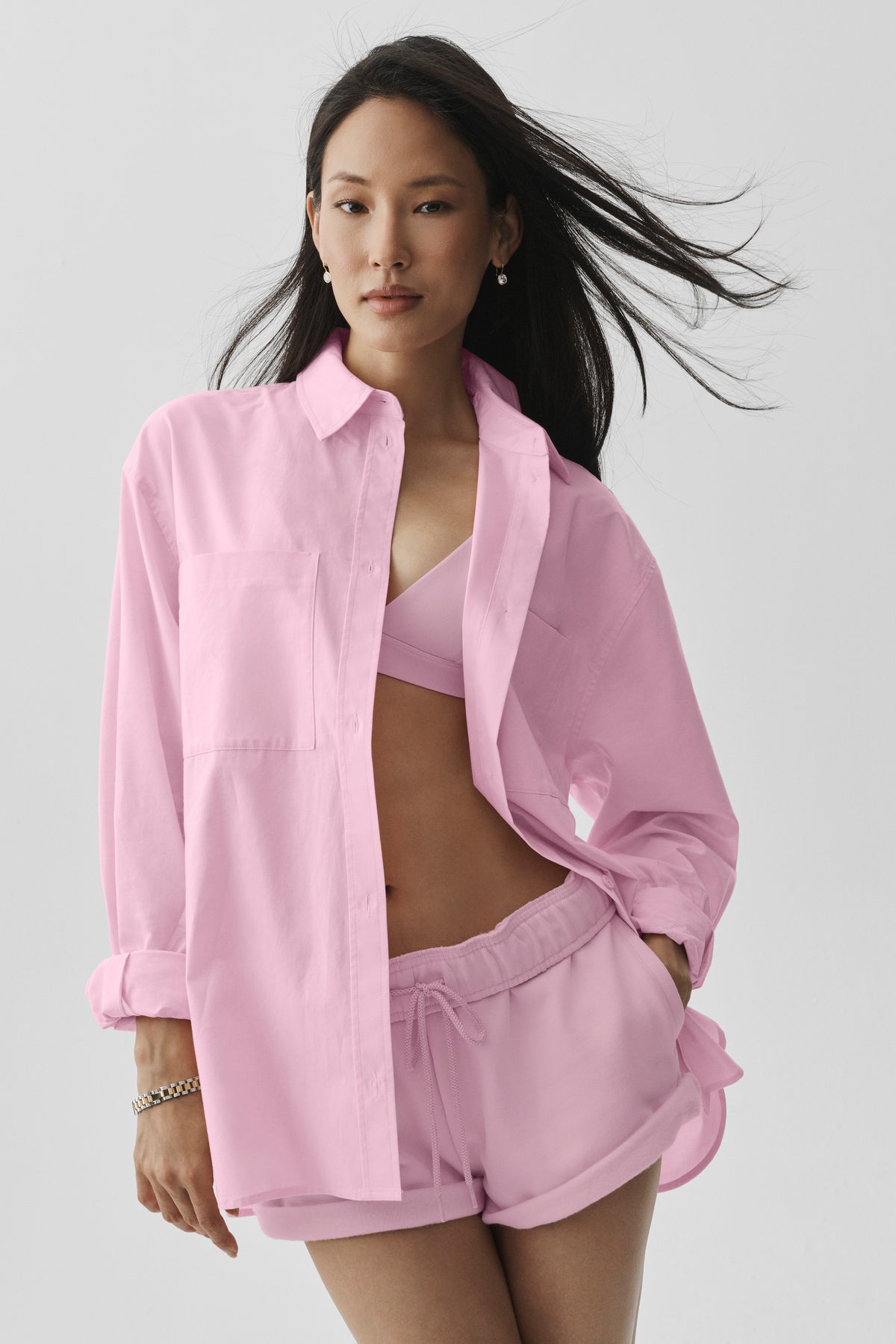 Cotton Real Deal Button Up Long Sleeve - Pink Marshmallow--0
