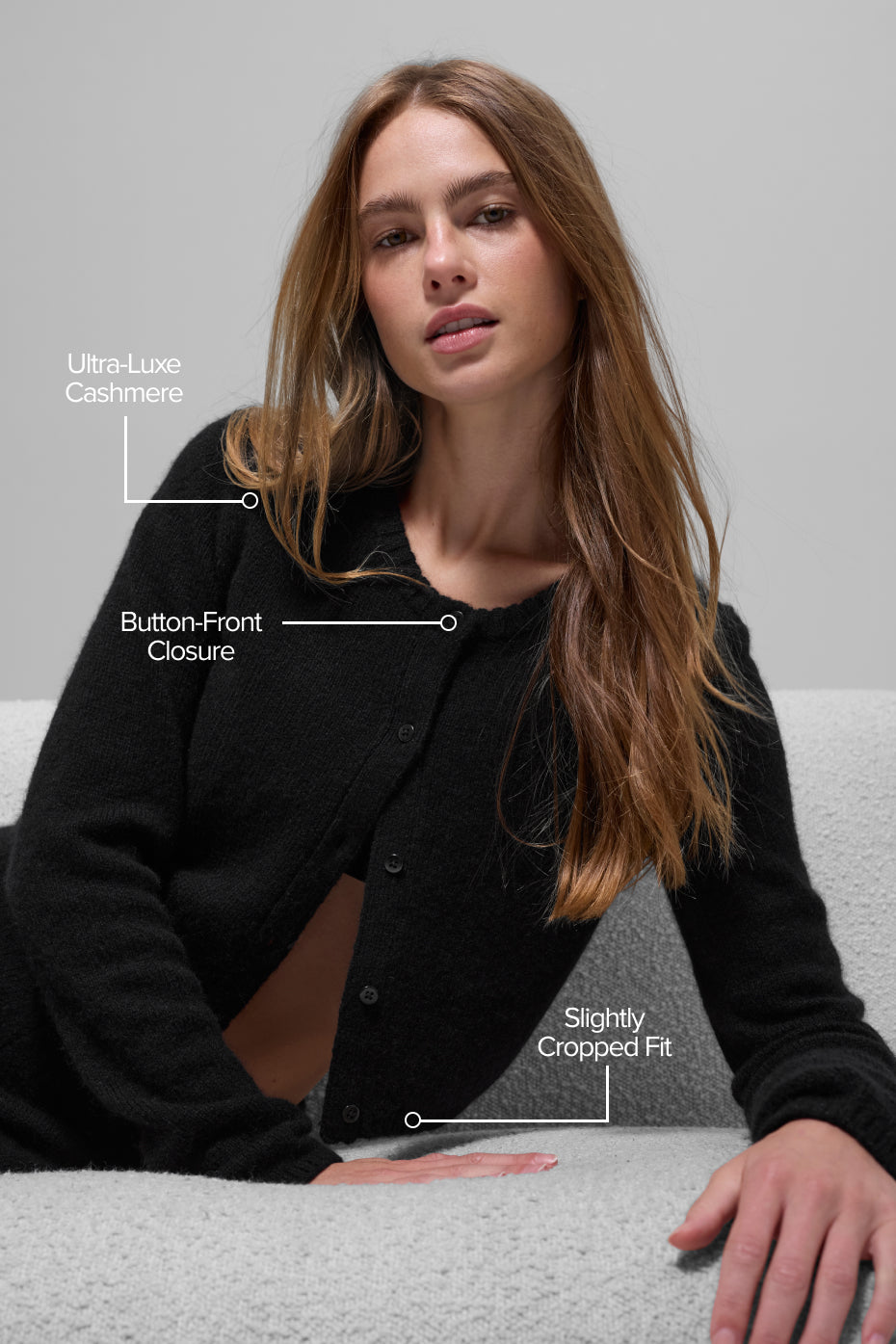 Wool Cashmere New Class Cropped Cardigan - Black--1