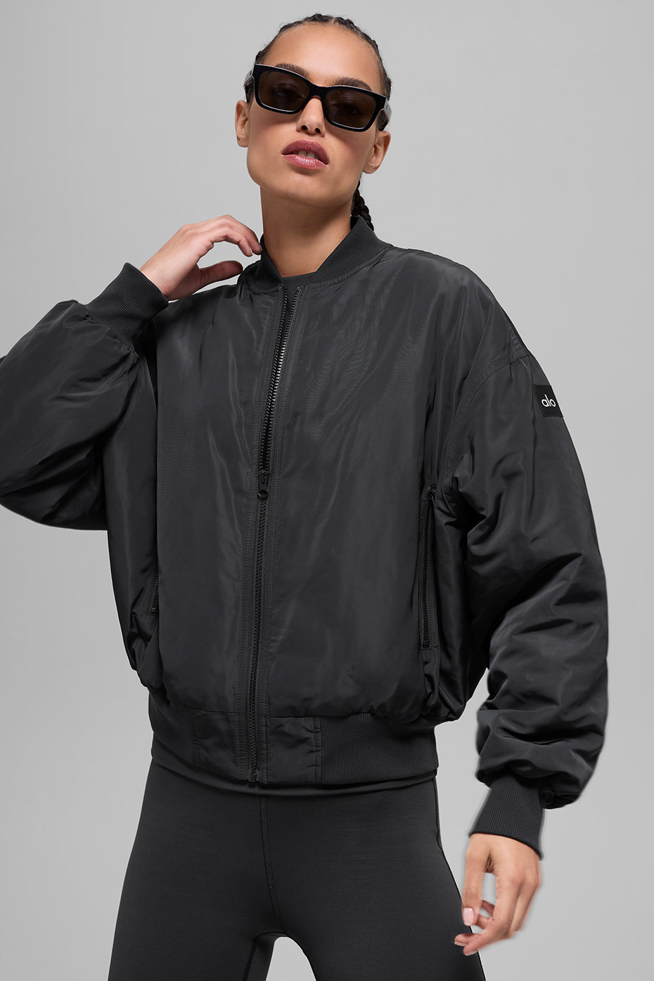 Faux Fur Urbanite Bomber - Black/Ivory--5