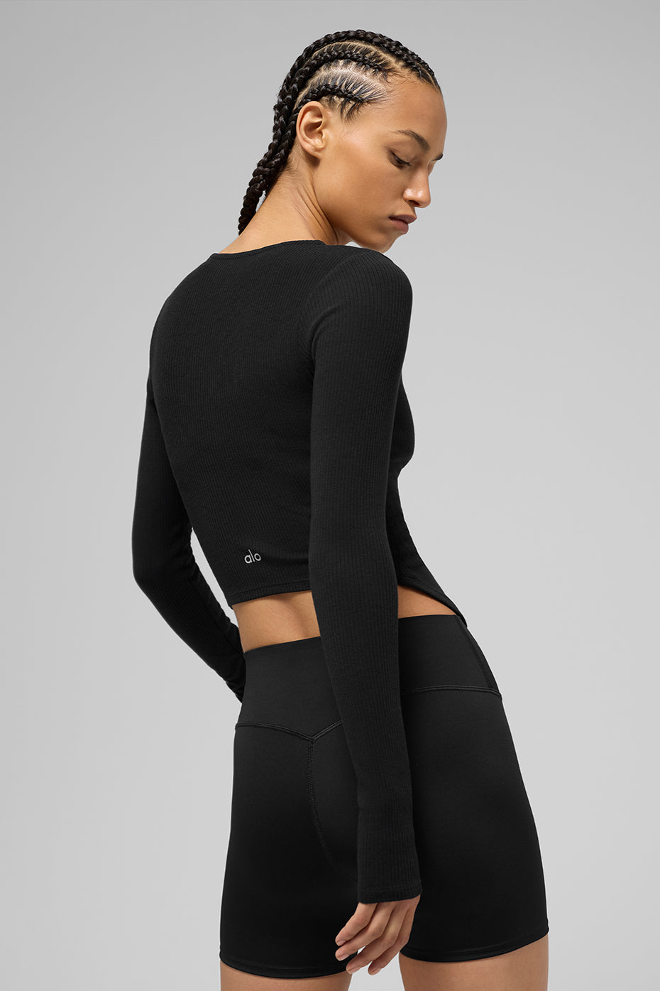 Ribbed Stardust Long Sleeve - Black--1