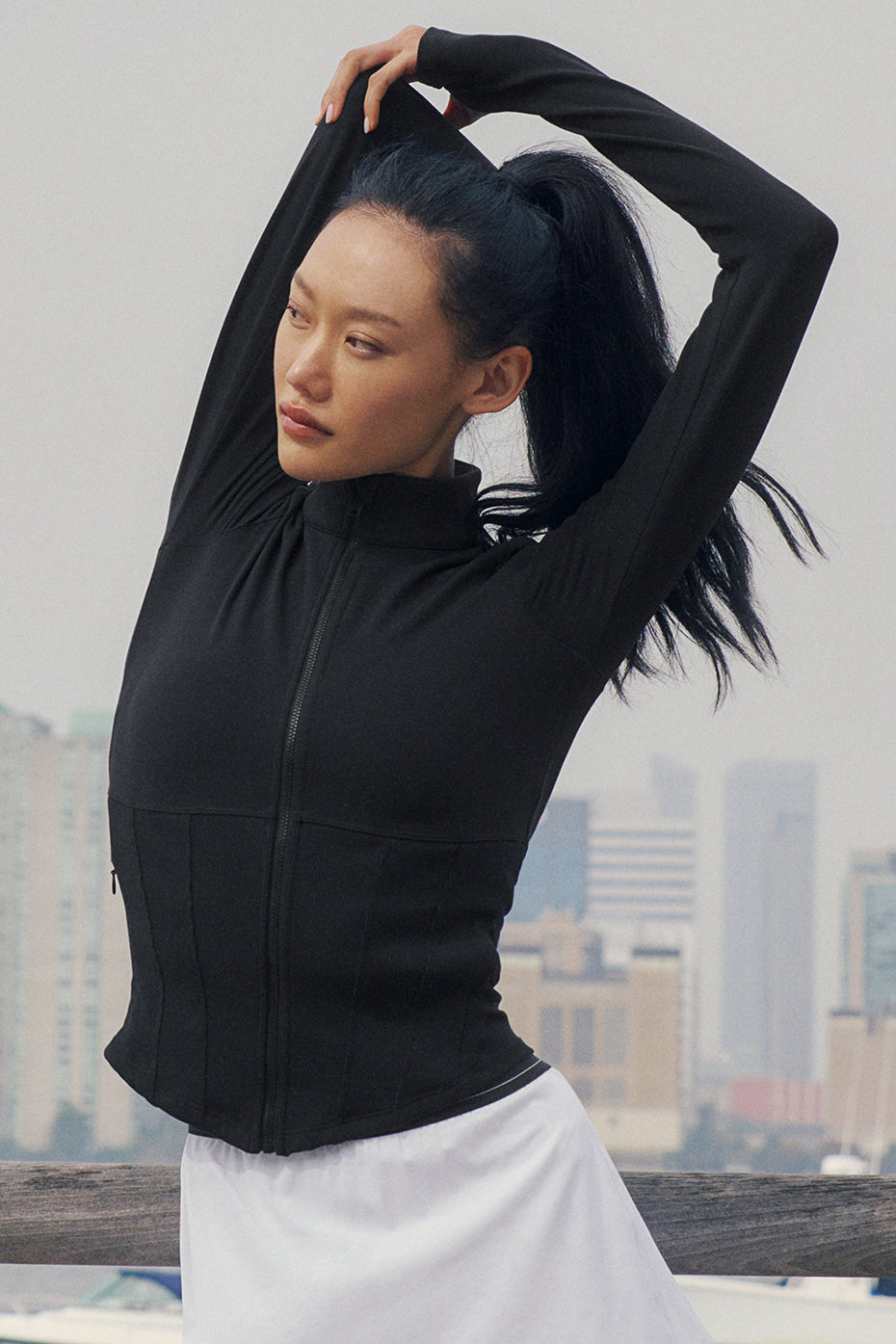 Airbrush Corset Full Zip Jacket - Black--0