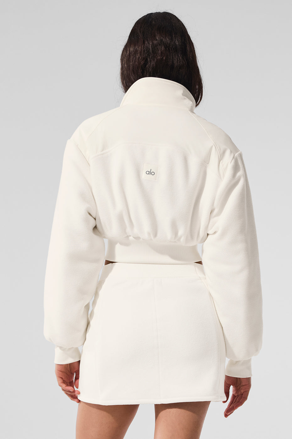 Polar Fleece Cropped Wintry Mix Jacket - Ivory--1
