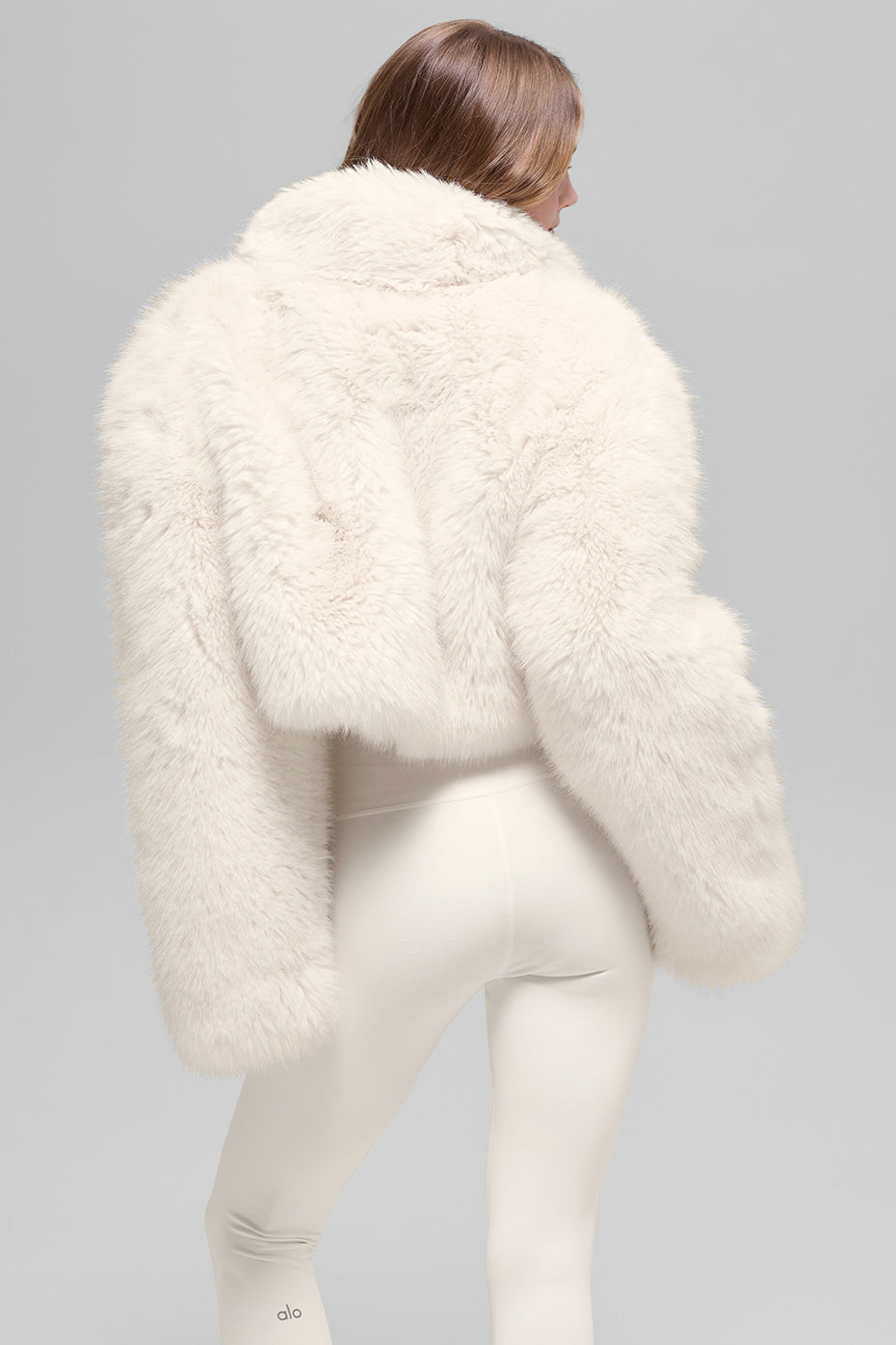 Opulent Faux Fur Cropped Jacket - Ivory--2