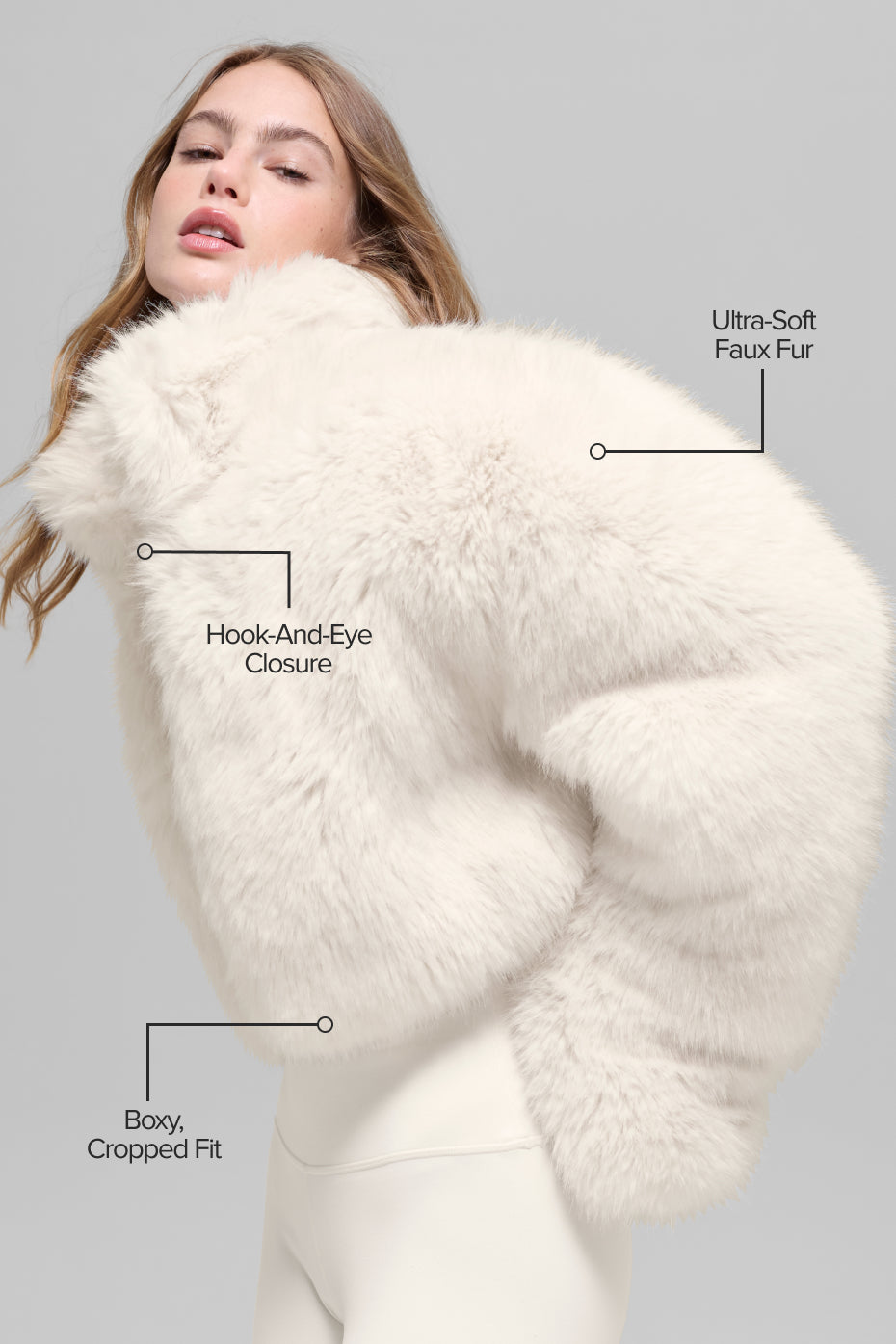 Opulent Faux Fur Cropped Jacket - Ivory--1
