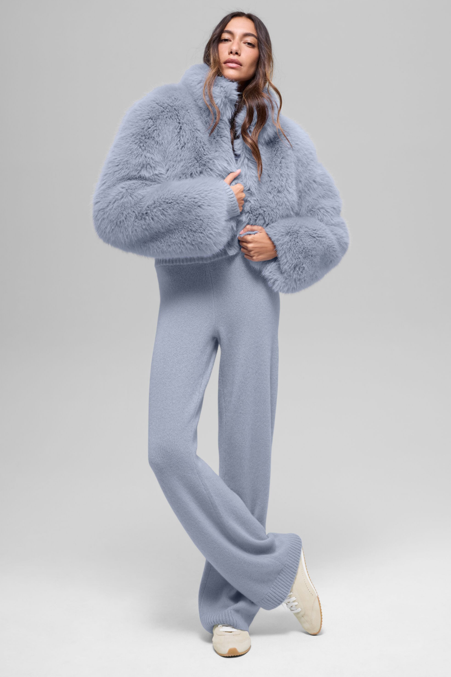 Opulent Faux Fur Cropped Jacket - Winter Frost--3