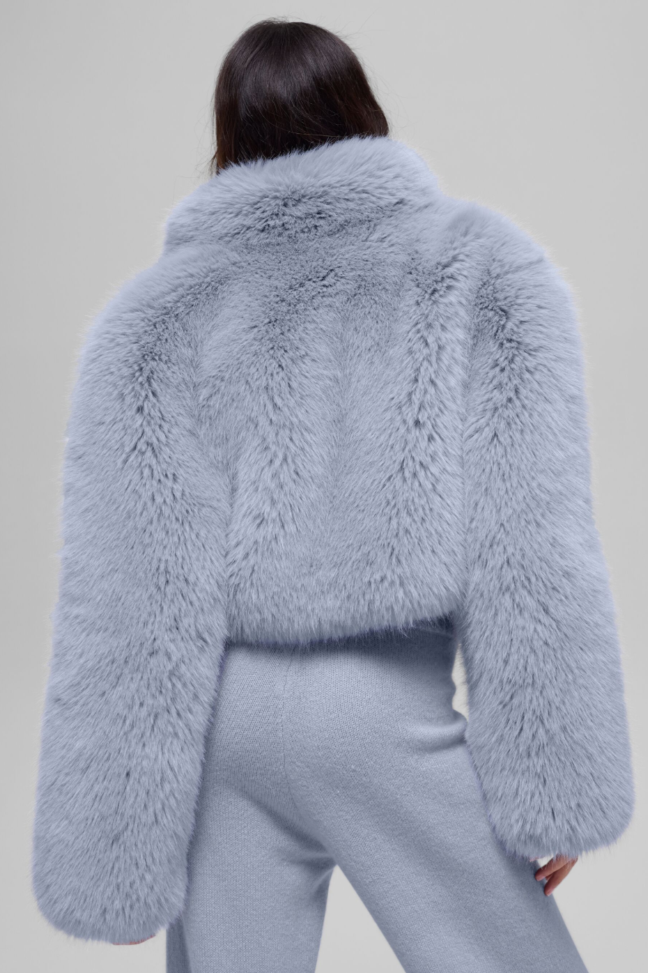 Opulent Faux Fur Cropped Jacket - Winter Frost--1