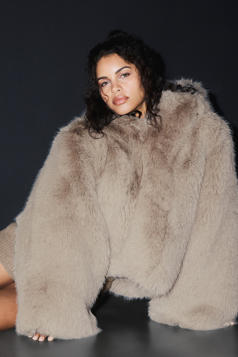 Opulent Faux Fur Statement Jacket - Oat--3