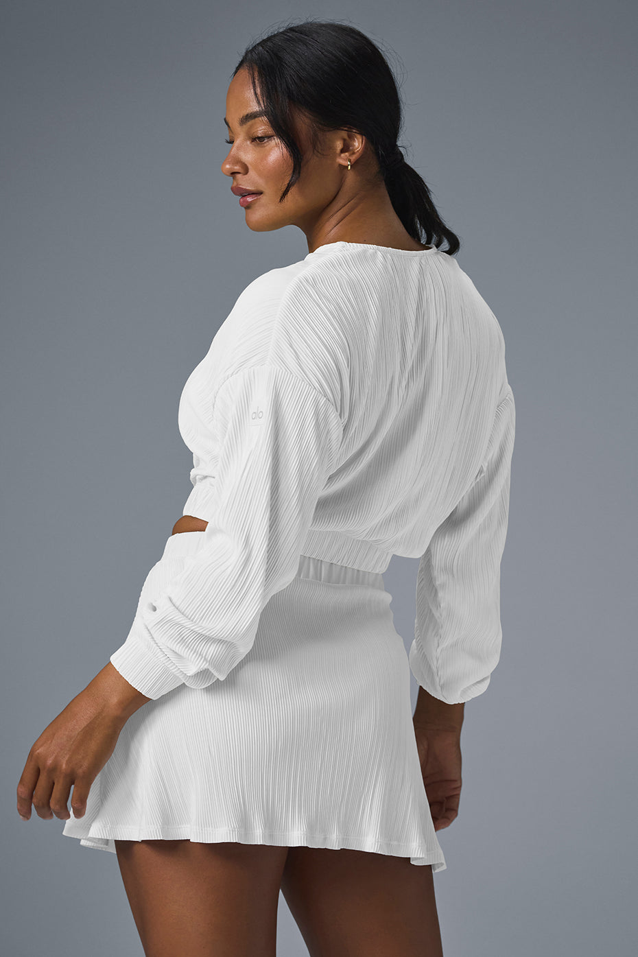 Cropped Micro Plisse Jacket - White--3