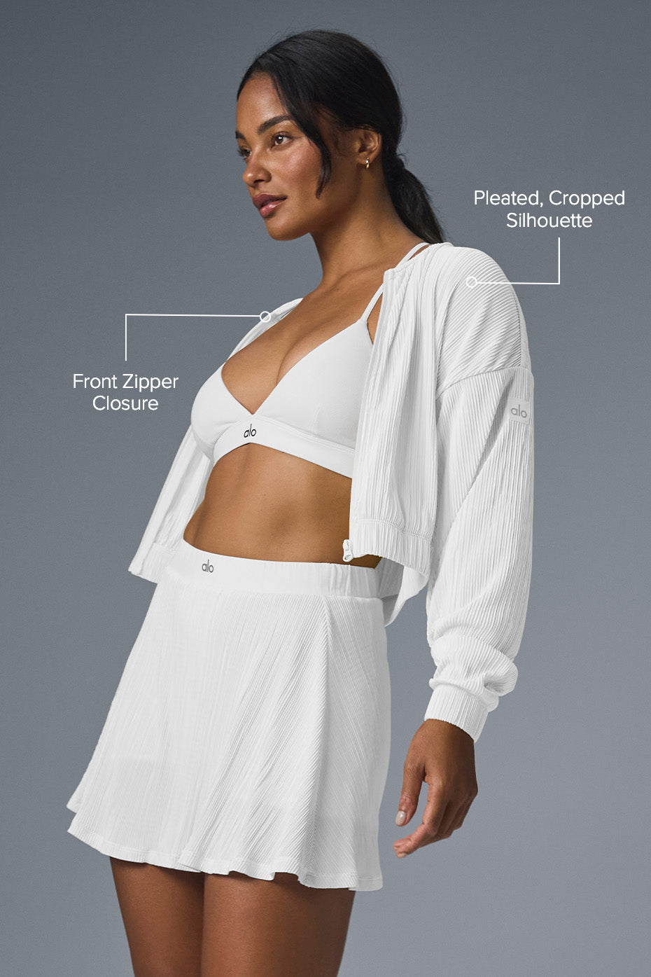 Cropped Micro Plisse Jacket - White--1