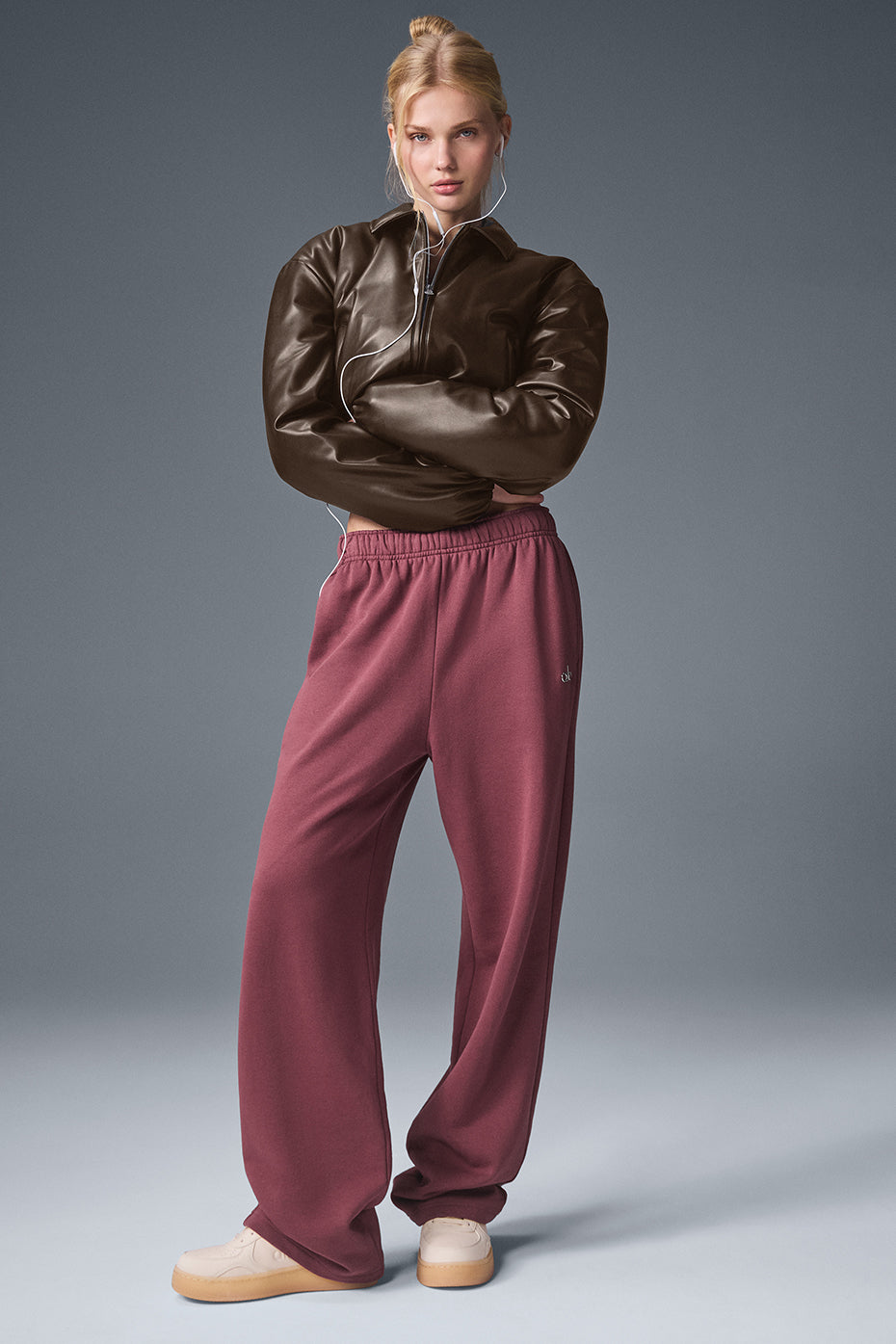 Faux Leather Cropped Premier Bomber - Espresso--3