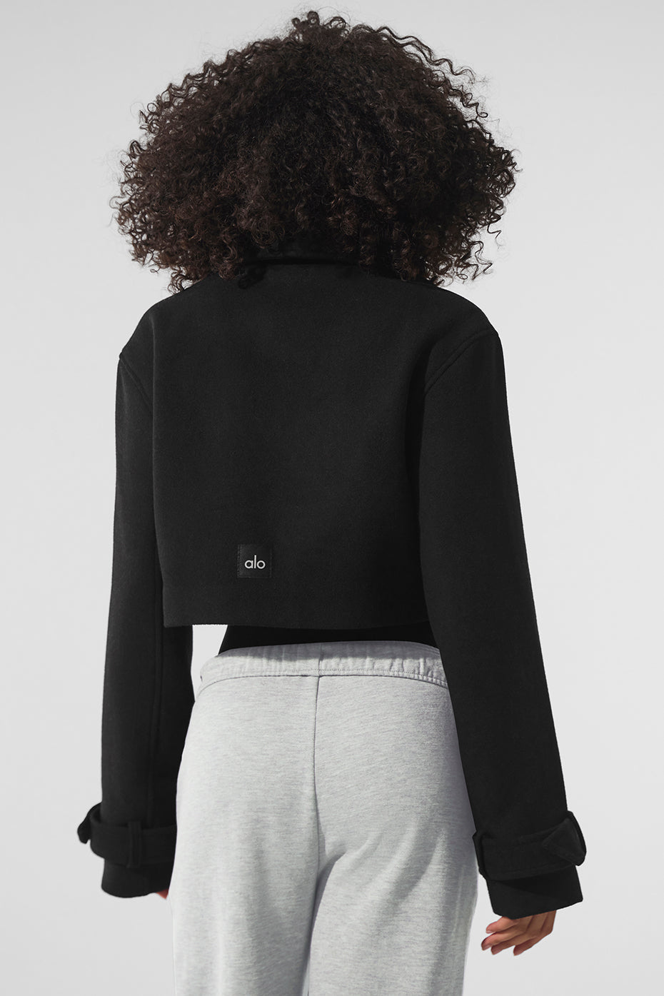 Wool Cropped Metro Trench - Black--2