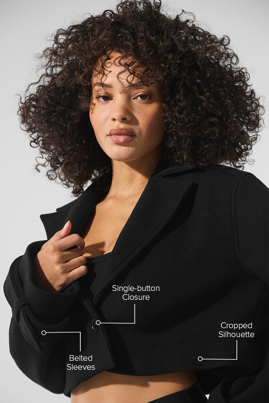 Wool Cropped Metro Trench - Black--1