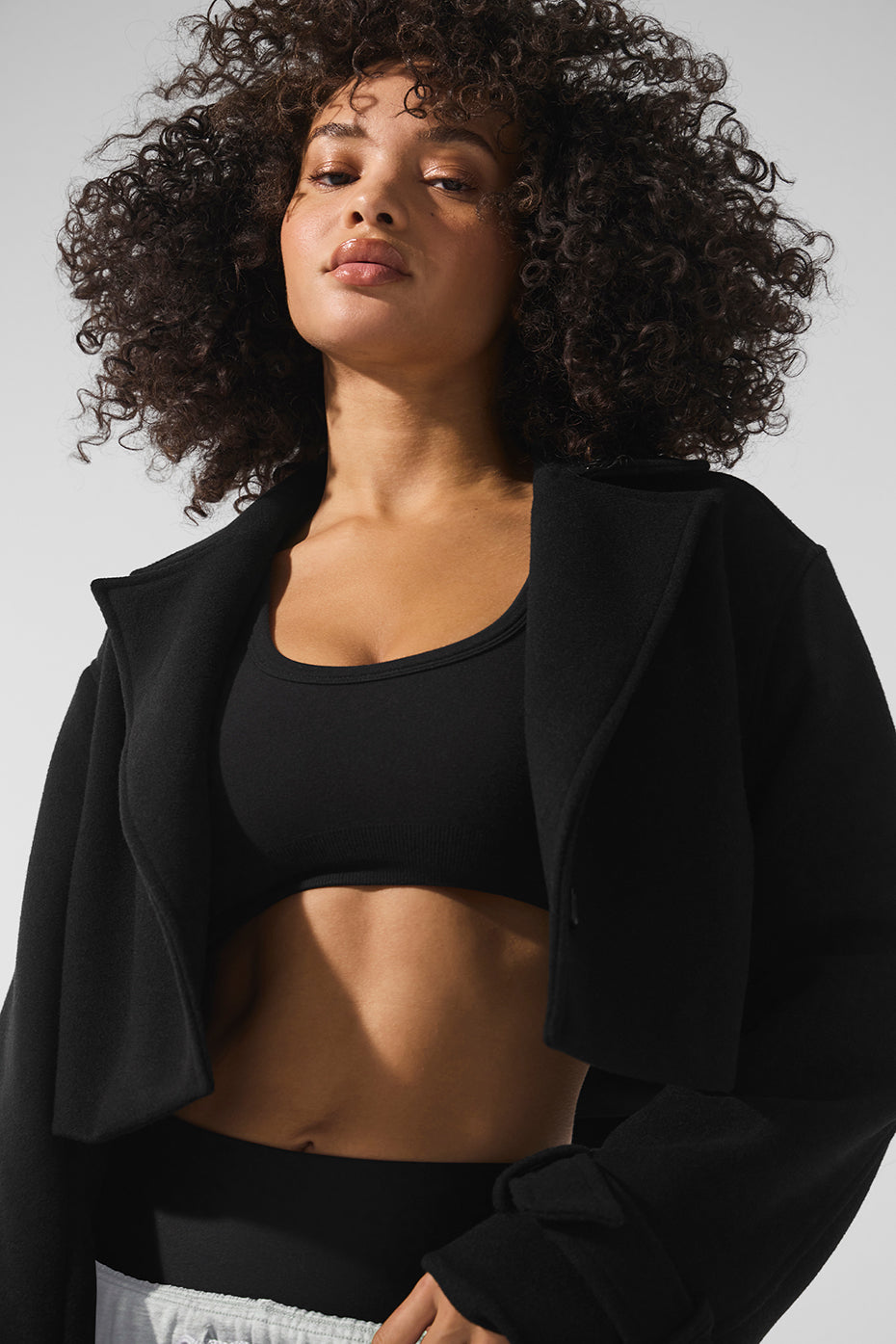 Wool Cropped Metro Trench - Black--3