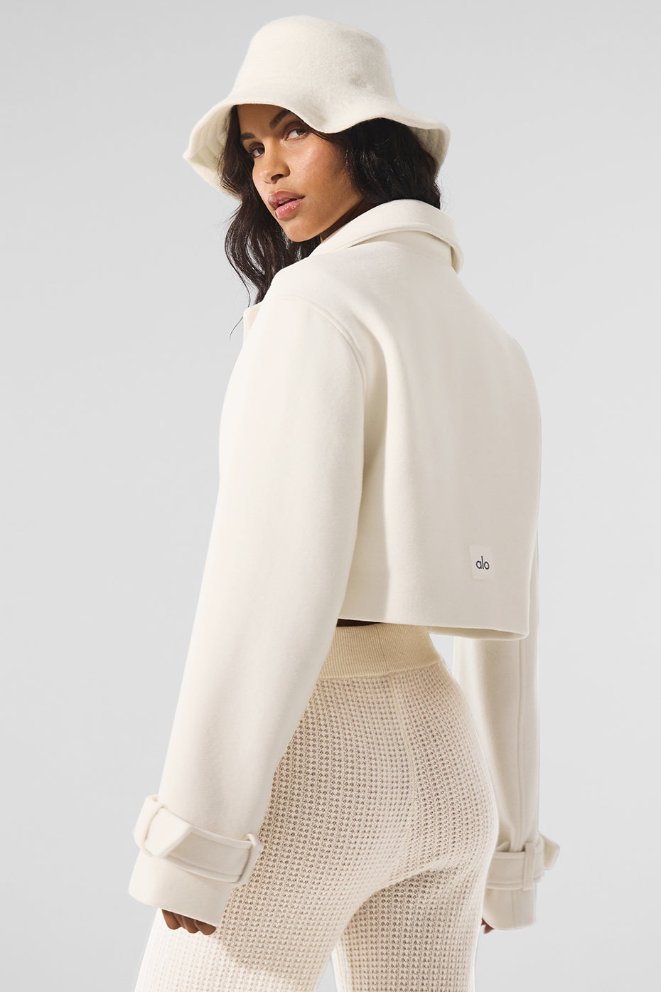 Wool Cropped Metro Trench - Ivory--2