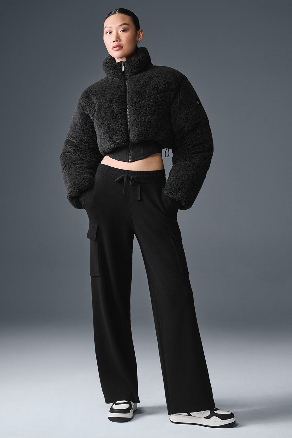 Sherpa Main Act Corset Puffer - Black--3