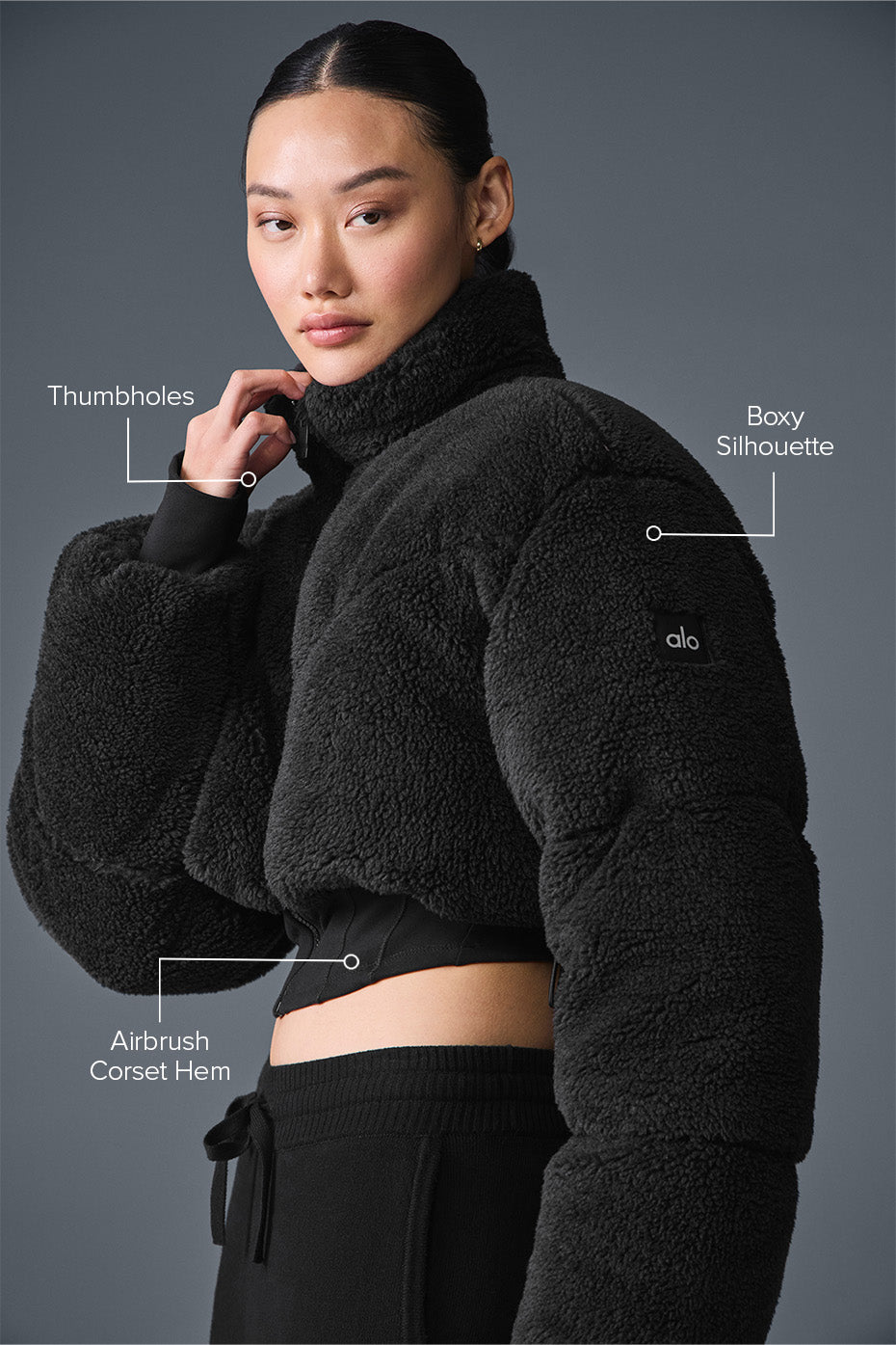 Sherpa Main Act Corset Puffer - Black--1