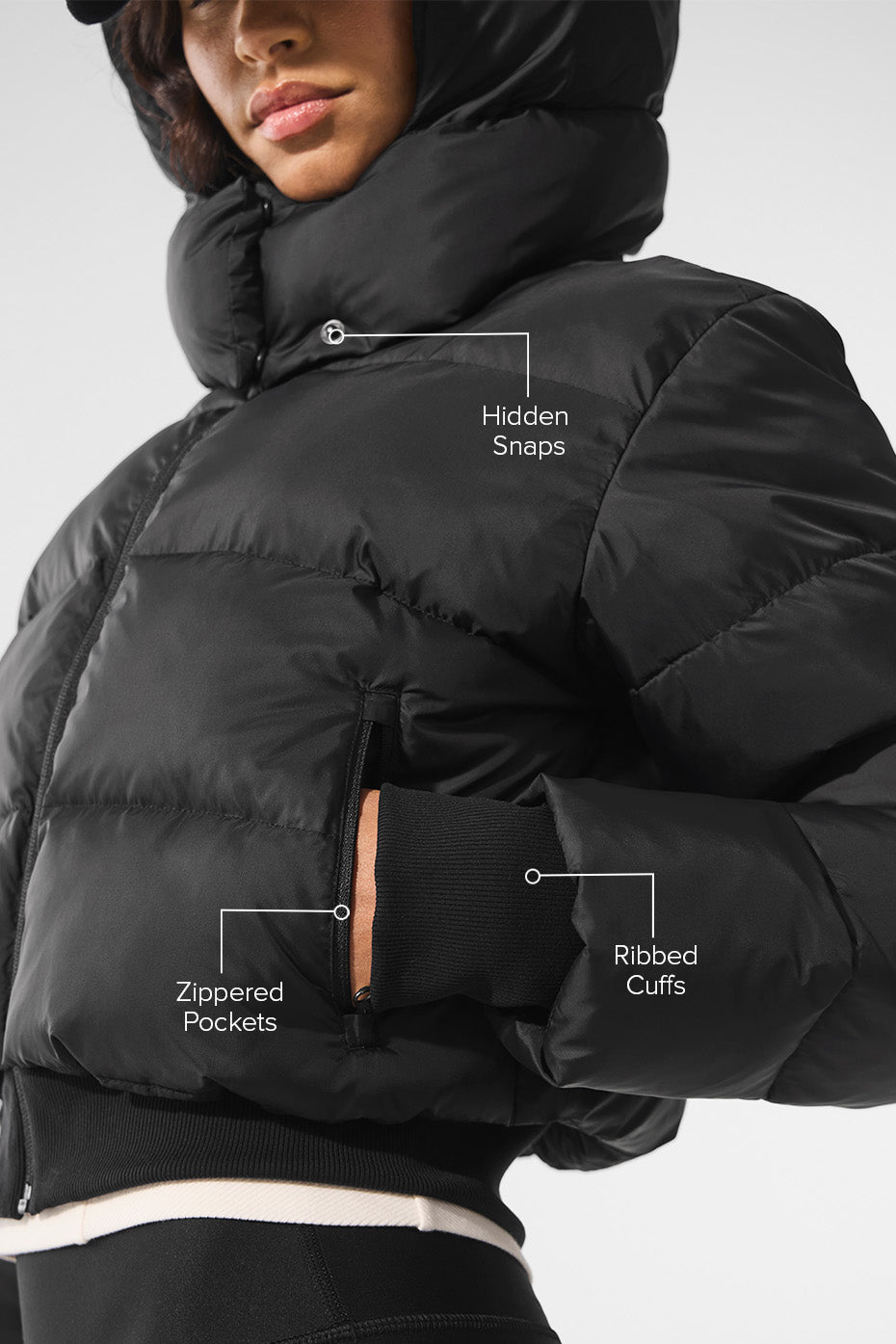 Foxy Puffer Jacket - Black--1