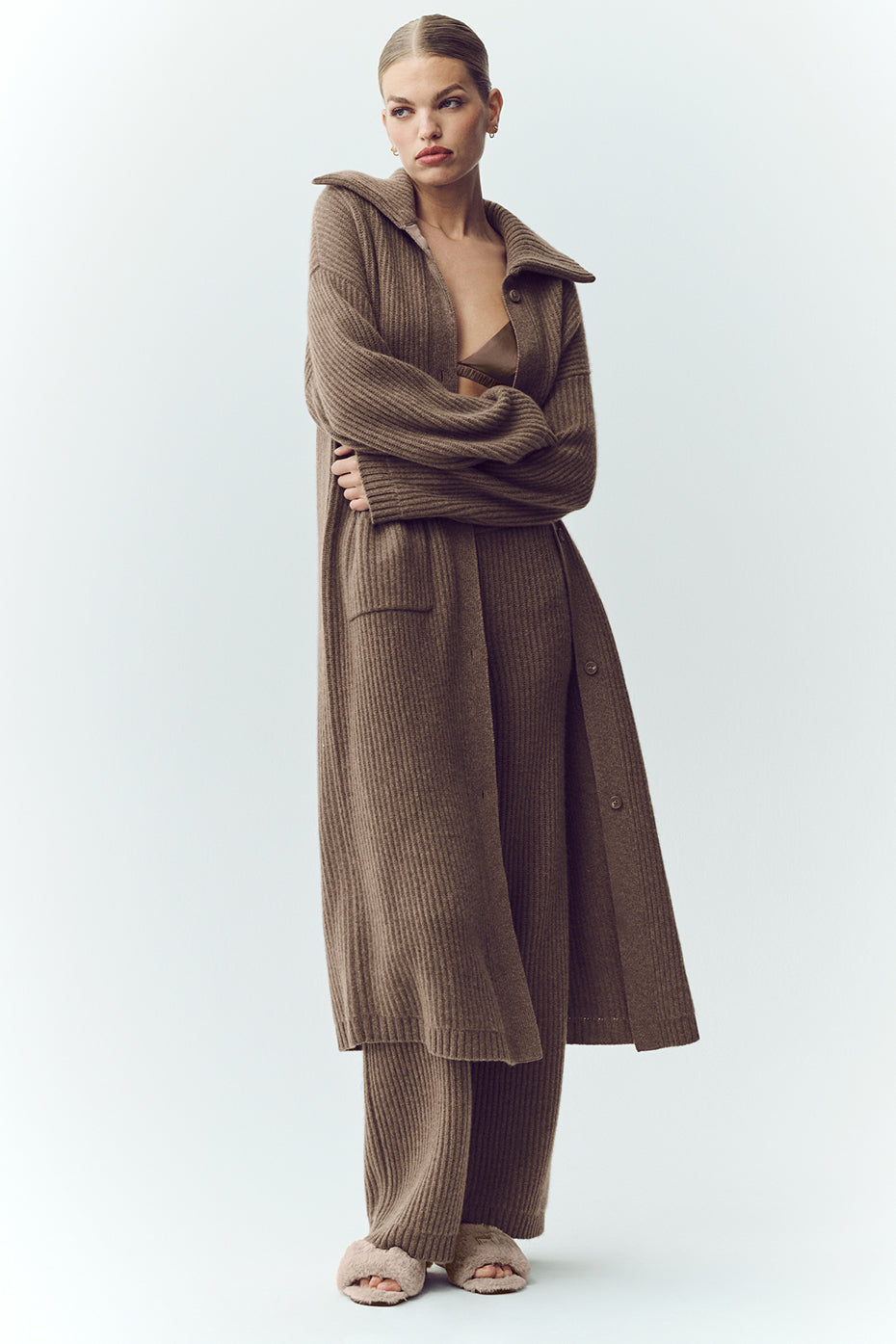 Cashmere Northstar Long Cardigan - Alpine Cocoa Heather--2