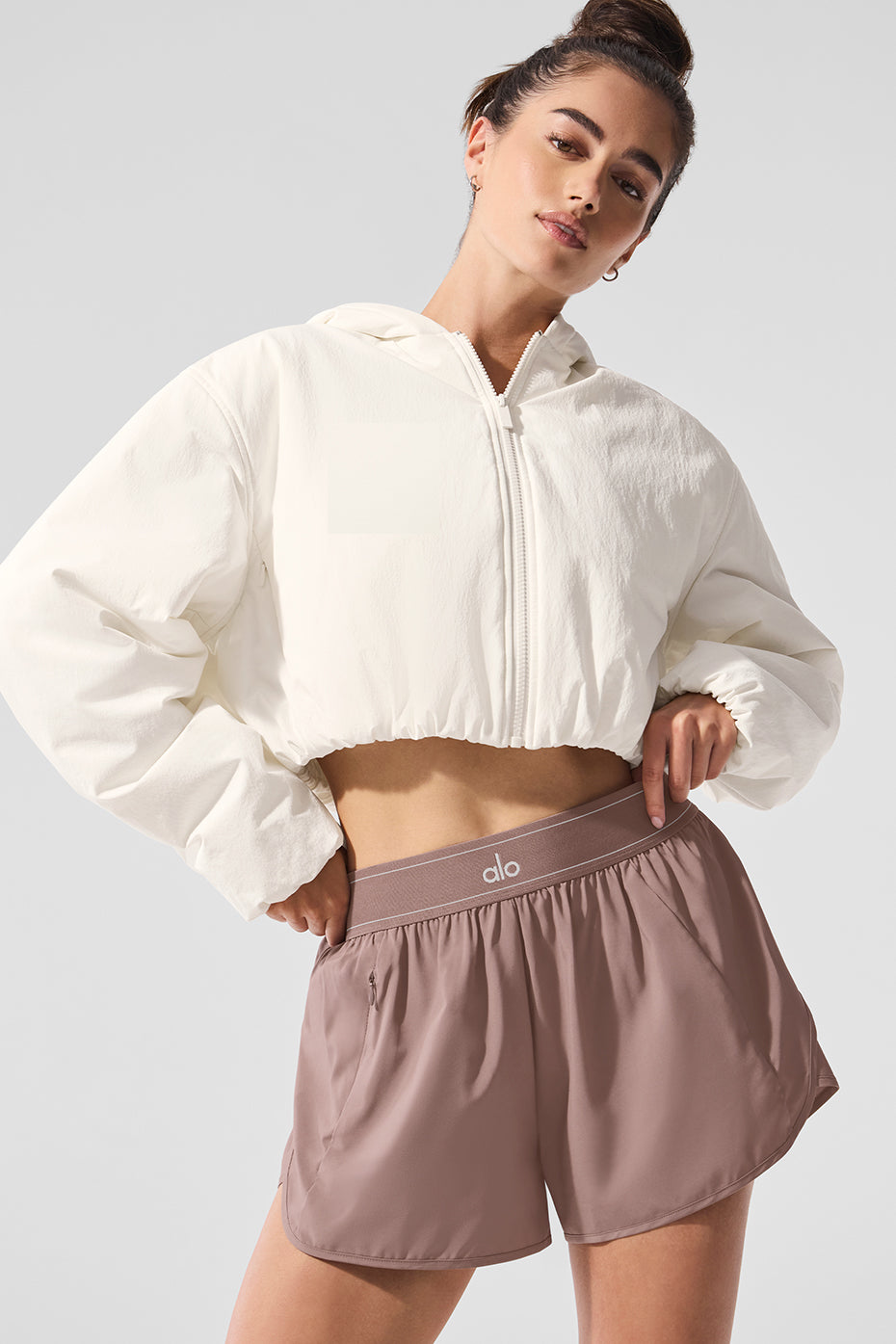 Cropped Mountain Peak Full-Zip Hoodie - Ivory--0