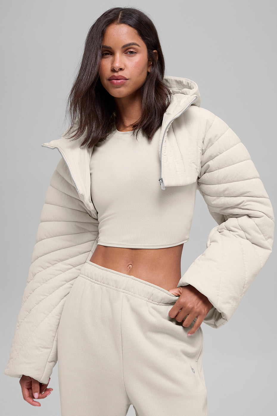 Quilted Starlight Puffer Shrug - Bone--5
