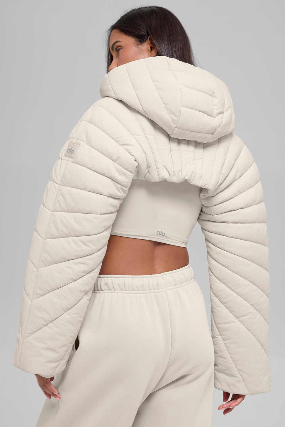 Quilted Starlight Puffer Shrug - Bone--3