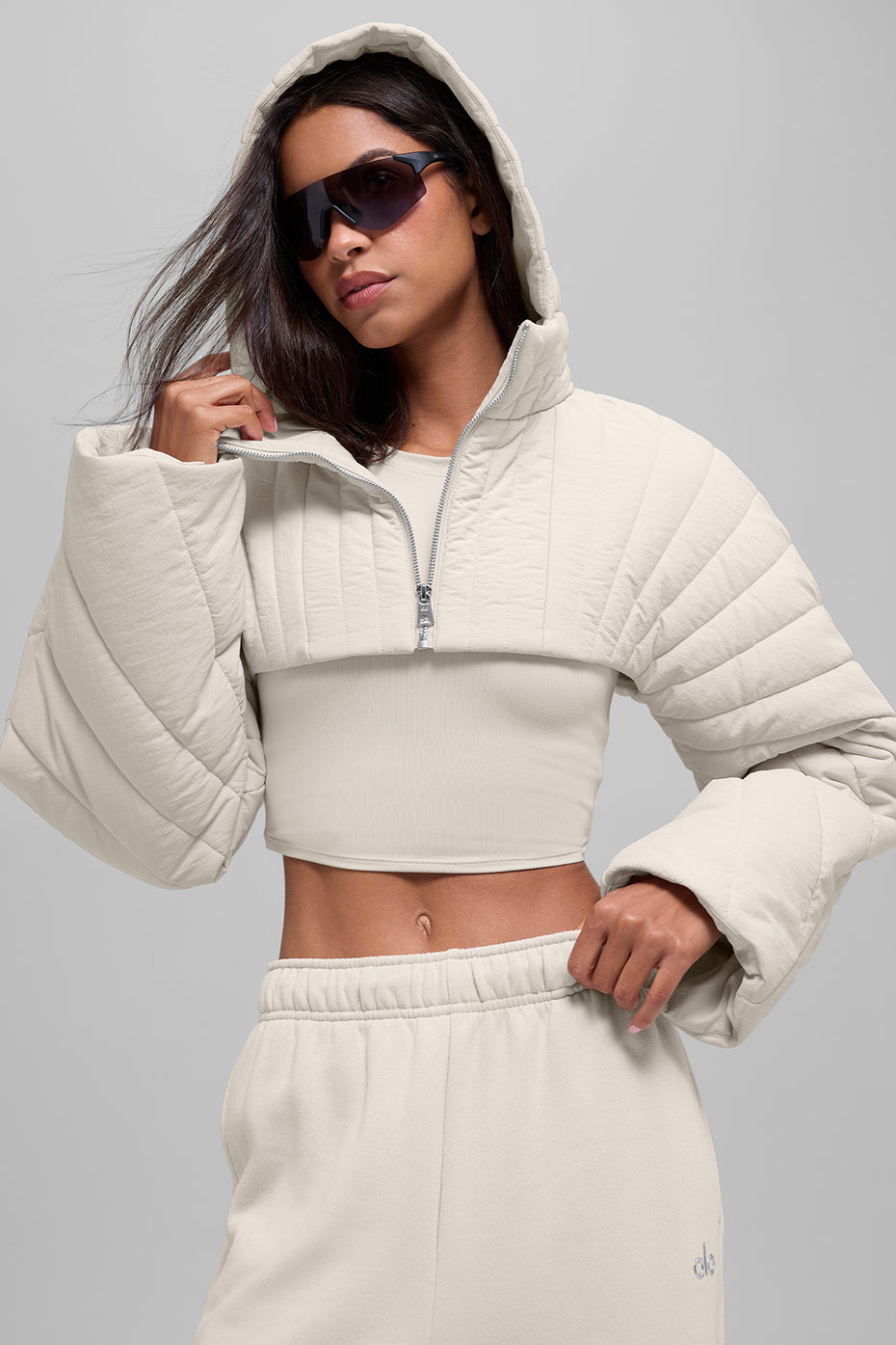 Quilted Starlight Puffer Shrug - Bone--2